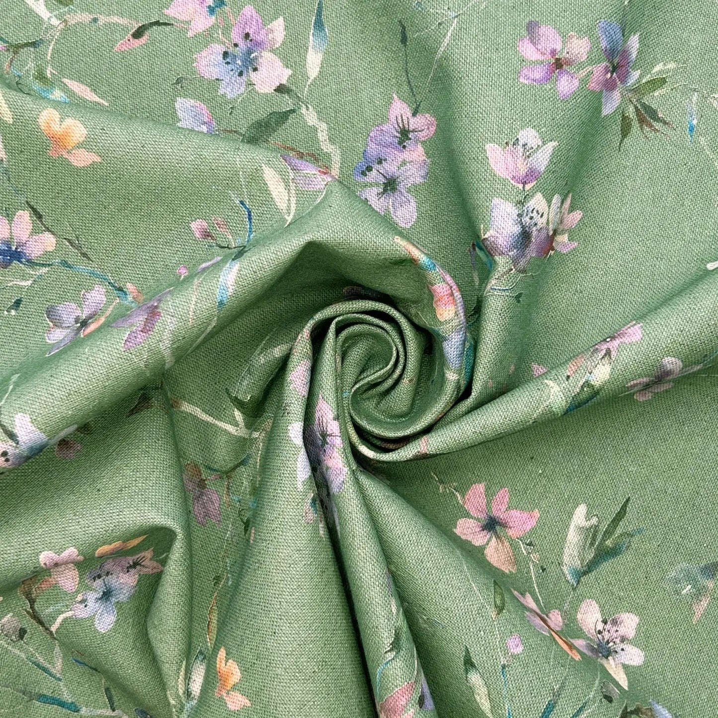 Recycled Cotton Organic Linen Printed Fabric | Sustainable 55" (140cm) Wide 243gsm Dressmaking & Home DÃ©cor Material â€“ Sold by the Meter