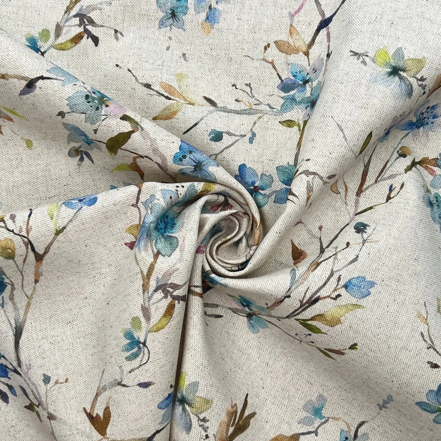 Recycled Cotton Organic Linen Printed Fabric | Sustainable 55" (140cm) Wide 243gsm Dressmaking & Home DÃ©cor Material â€“ Sold by the Meter