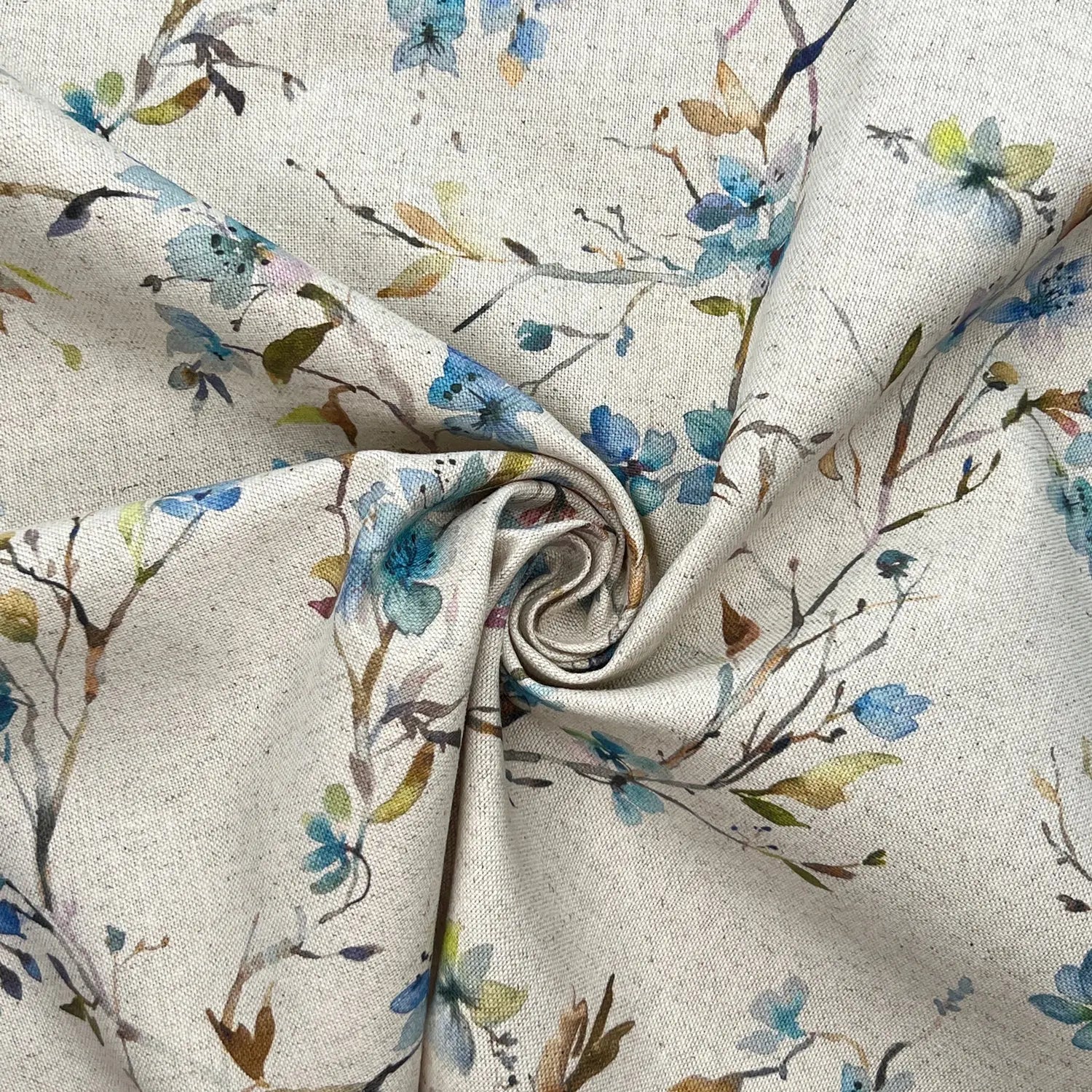 Recycled Cotton Organic Linen Printed Fabric | Sustainable 55" (140cm) Wide 243gsm Dressmaking & Home DÃ©cor Material â€“ Sold by the Meter