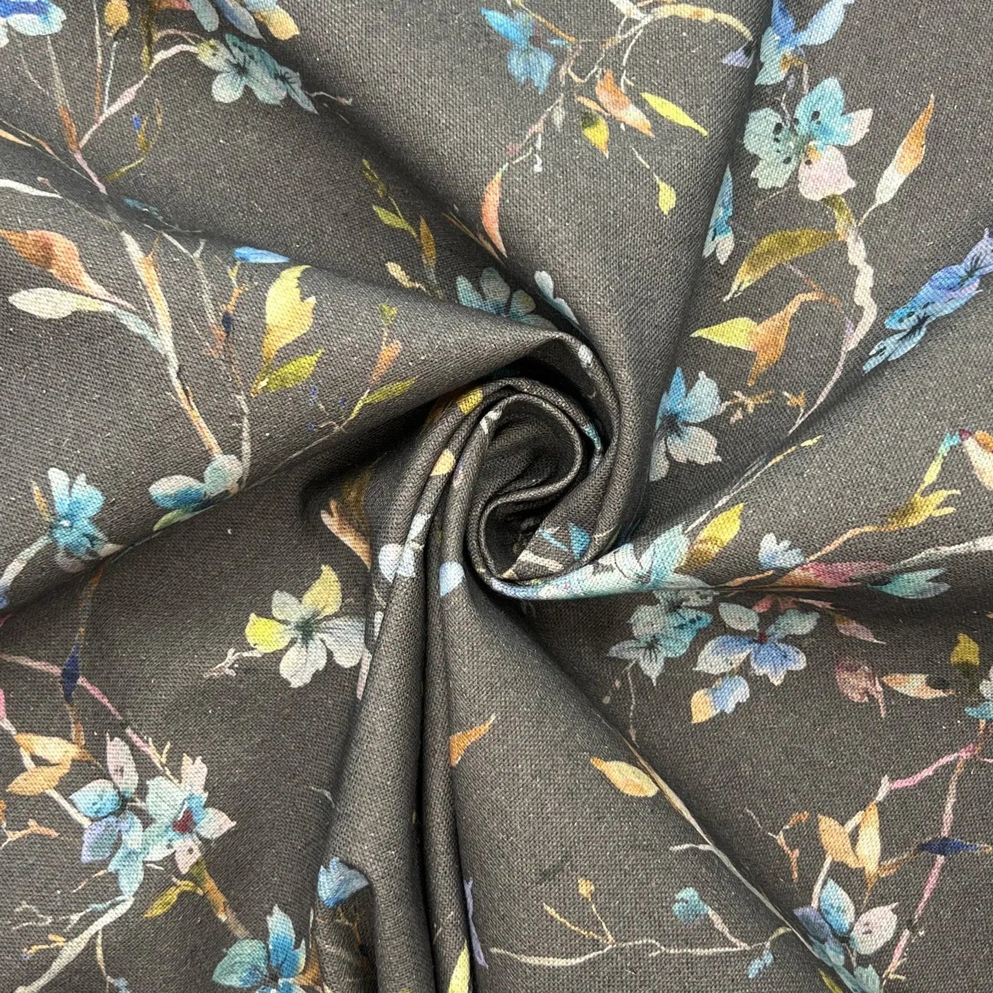 Recycled Cotton Organic Linen Printed Fabric | Sustainable 55" (140cm) Wide 243gsm Dressmaking & Home Décor Material – Sold by the Meter