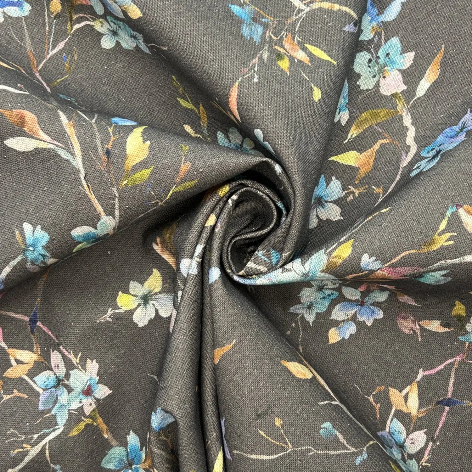 Recycled Cotton Organic Linen Printed Fabric | Sustainable 55" (140cm) Wide 243gsm Dressmaking & Home Décor Material – Sold by the Meter