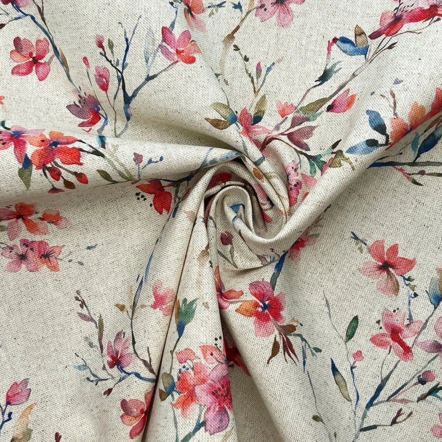 Recycled Cotton Organic Linen Printed Fabric | Sustainable 55" (140cm) Wide 243gsm Dressmaking & Home DÃ©cor Material â€“ Sold by the Meter