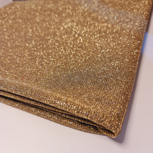 Goldschimmernder, glänzender, dehnbarer, glitzernder Nylon-Hintergrundstoff mit Sternenstaubmuster, 147,3 cm