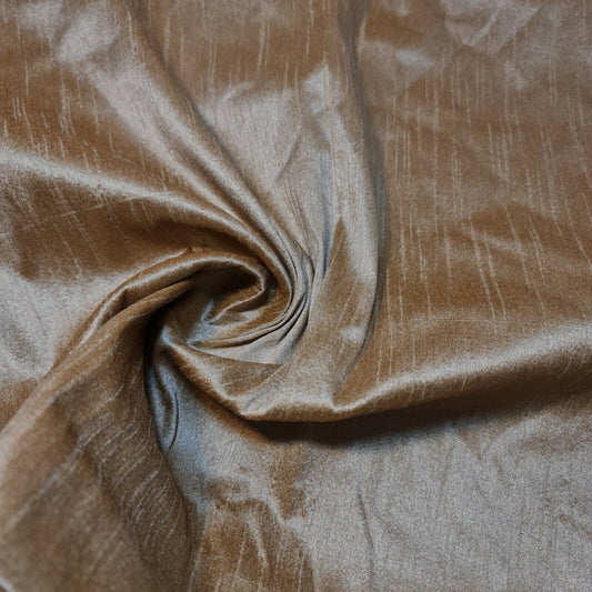 Old Gold Plain Raw Silk Faux Dupion 100% Polyester Upholstery Fabric Bridal Material 44" By Meter