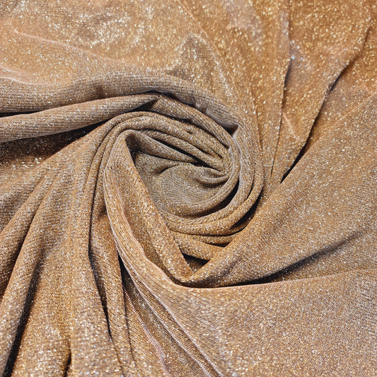 Goldschimmernder, glänzender, dehnbarer, glitzernder Nylon-Hintergrundstoff mit Sternenstaubmuster, 147,3 cm