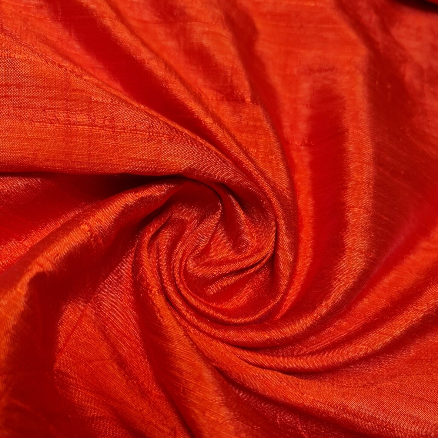 Orange Plain Raw Silk Faux Dupion 100% Polyester Upholstery Fabric Bridal Material 44" By Meter