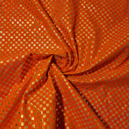Orange Gold Glitter Foil Lame Material Emboss Velvet Flock Check Plaid Décor Craft Dress Fabric 44" By Meter