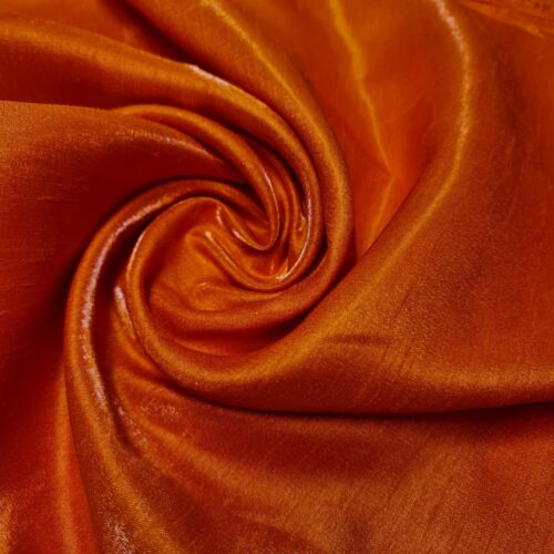 Orange Plain Poly Faux Dupion Silk Material Shiny Dress Craft Patchwork Fabric 44" (25 Meter Roll)