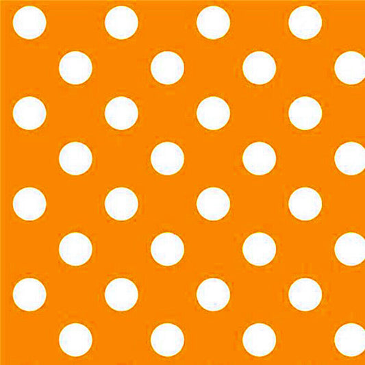 Orange Polka Polka Dot PVC Vinyl Tablecloth Fabric – 58" Wide, Waterproof, Easy-Clean Party / Event Material By The Meter