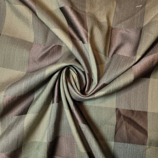 Olive Brown Buffalo Check Polyester Medium Weight Material Curtain & Upholstery Fabrics – 58" Wide" Sold by the