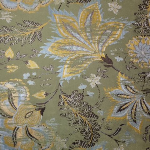 Olive Floral Brocade Medium Weight Curtain & Upholstery Fabrics 58" Wide" by the Meter