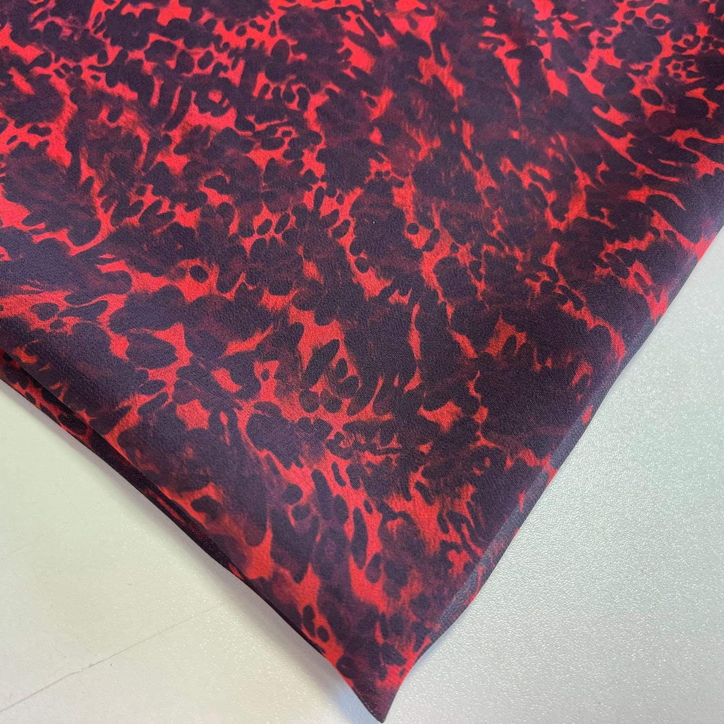 Orange Red Floral Crepe Chiffon Material Soft Sheer Dress Drape Craft Fabric 44" By Meter