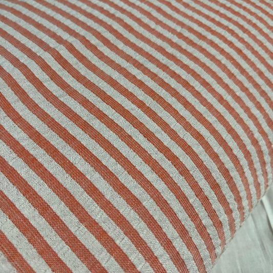 Orange 100% Cotton Seersucker Fabric Crush Stripe Costume Craft Dress Material 44" By The Meter