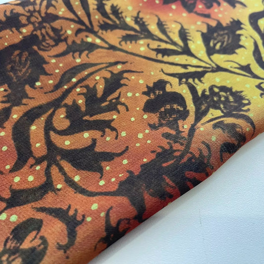 Orange Wild Floral Chiffon Sheer Material Dress Craft Decor Fabric 44" By The Meter