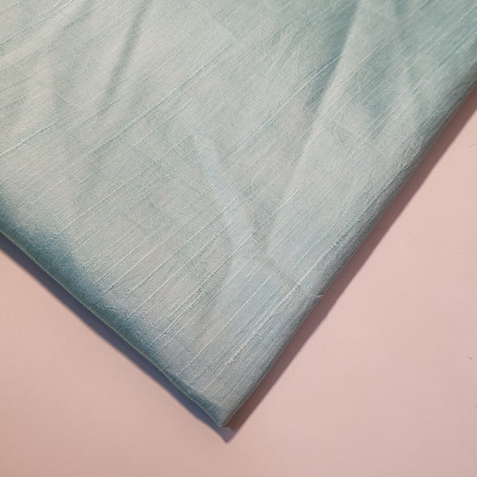 Pastel Mint Plain Raw Silk Faux Dupion 100% Polyester Upholstery Fabric Bridal Material 44" By Meter