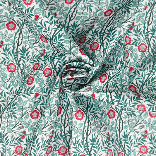 Polycotton Digital Print Fabric | 80% Polyester 20% Cotton 45" (115cm) Wide Lightweight Printed Fabric – Sold by the Meter – Sweet Briar Azure (PCD005)