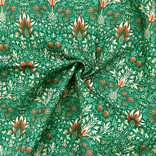 Polycotton Digital Print Fabric | 80% Polyester 20% Cotton 45" (115cm) Wide Lightweight Printed Fabric – Sold by the Meter – Snakeshead Green (PCD008)