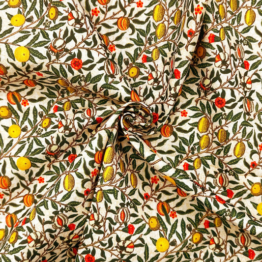 Polycotton Digital Print Fabric | 80% Polyester 20% Cotton 45" (115cm) Wide Lightweight Printed Fabric – Sold by the Meter – Pomegranate Cream (PCD009)