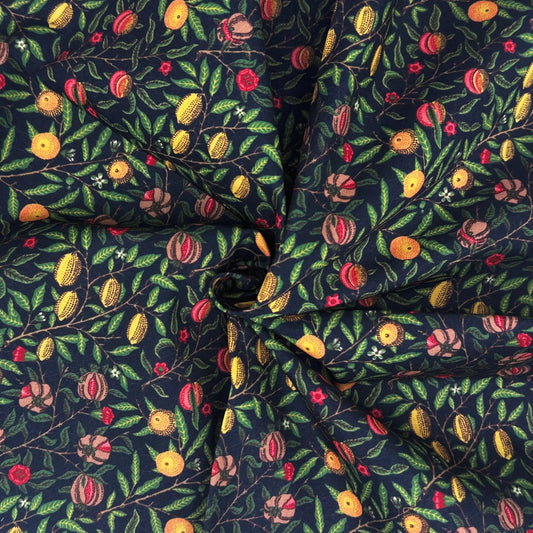 Polycotton Digital Print Fabric | 80% Polyester 20% Cotton 45" (115cm) Wide Lightweight Printed Fabric – Sold by the Meter – Pomegranate Ebony (PCD010)