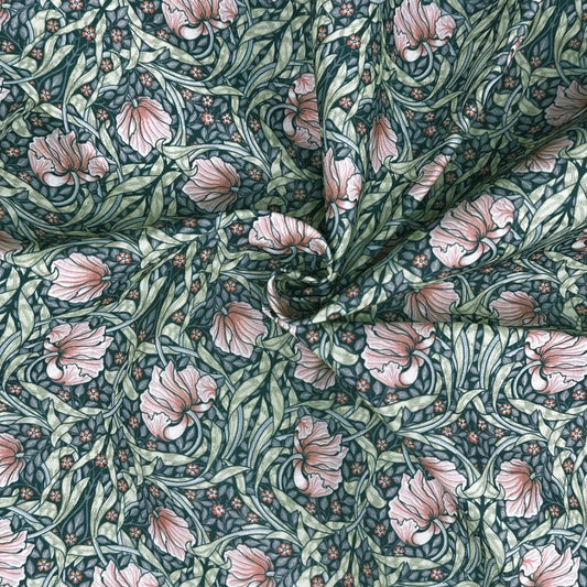 Polycotton Digital Print Fabric | 80% Polyester 20% Cotton 45" (115cm) Wide Lightweight Printed Fabric – Sold by the Meter – Pimpernel Salmon (PCD013)