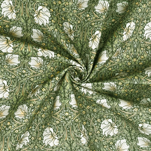 Polycotton Digital Print Fabric | 80% Polyester 20% Cotton 45" (115cm) Wide Lightweight Printed Fabric – Sold by the Meter – Pimpernel Olive (PCD014)
