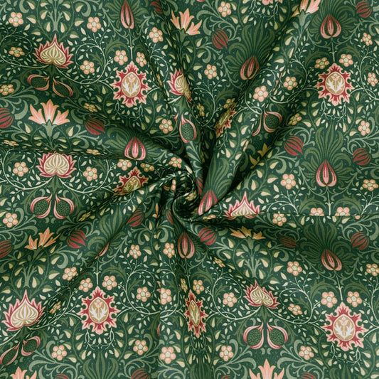 Polycotton Digital Print Fabric | 80% Polyester 20% Cotton 45" (115cm) Wide Lightweight Printed Fabric – Sold by the Meter – Persian Olive (PCD016)