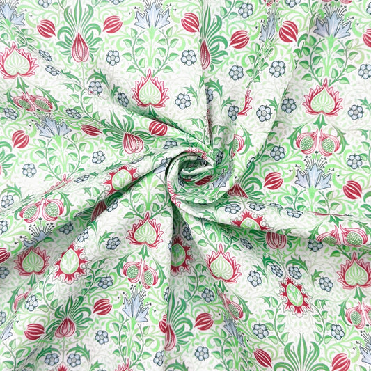 Polycotton Digital Print Fabric | 80% Polyester 20% Cotton 45" (115cm) Wide Lightweight Printed Fabric – Sold by the Meter – Persian Pastel Green (PCD025)