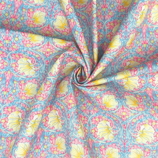 Polycotton Digital Print Fabric | 80% Polyester 20% Cotton 45" (115cm) Wide Lightweight Printed Fabric – Sold by the Meter – Pimpernel Pastel Pink (PCD026)