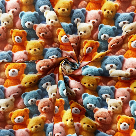Polycotton Digital Print Fabric | 80% Polyester 20% Cotton 45" (115cm) Wide Lightweight Printed Fabric – Sold by the Meter – 3D Bears (PCD030)