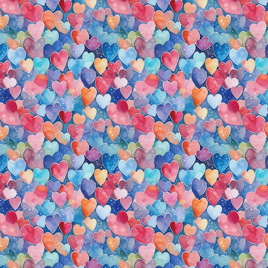 Polycotton Digital Print Fabric | 80% Polyester 20% Cotton 45" (115cm) Wide Lightweight Printed Fabric – Sold by the Meter – Confetti Hearts (PCD051)