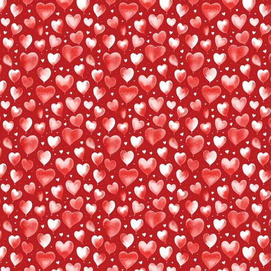 Polycotton Digital Print Fabric | 80% Polyester 20% Cotton 45" (115cm) Wide Lightweight Printed Fabric – Sold by the Meter – Love Hearts (PCD055)