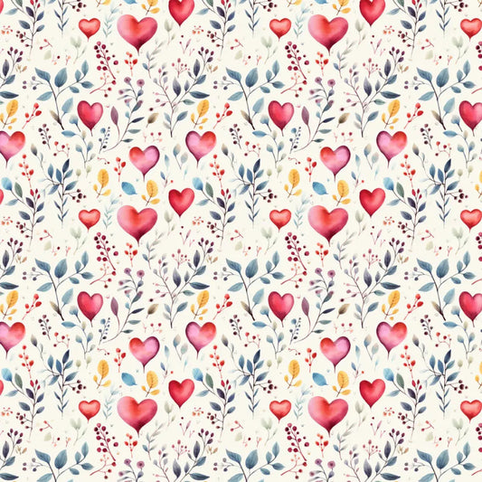Polycotton Digital Print Fabric | 80% Polyester 20% Cotton 45" (115cm) Wide Lightweight Printed Fabric – Sold by the Meter – Wild Hearts (PCD057)
