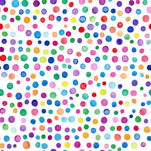 Polycotton Digital Print Fabric | 80% Polyester 20% Cotton 45" (115cm) Wide Lightweight Printed Fabric – Sold by the Meter – Watercolour Dots (PCD061)