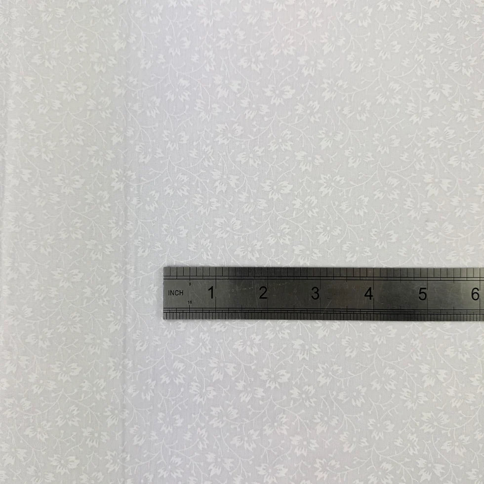 Ditsy Floral White Paste Printed Polycotton Dressmaking & Craft Fabric 44" Wide By The Meter