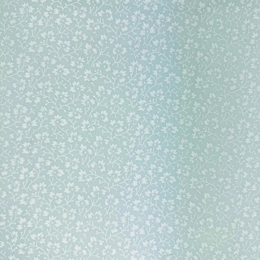 Ditsy Floral Duckegg Paste Printed Polycotton Dressmaking & Craft Fabric 44" Wide By The Meter