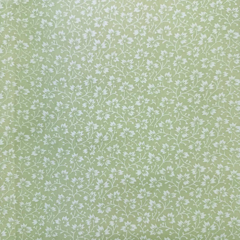 Ditsy Floral Chartreuse Paste Printed Polycotton Dressmaking & Craft Fabric 44" Wide By The Meter