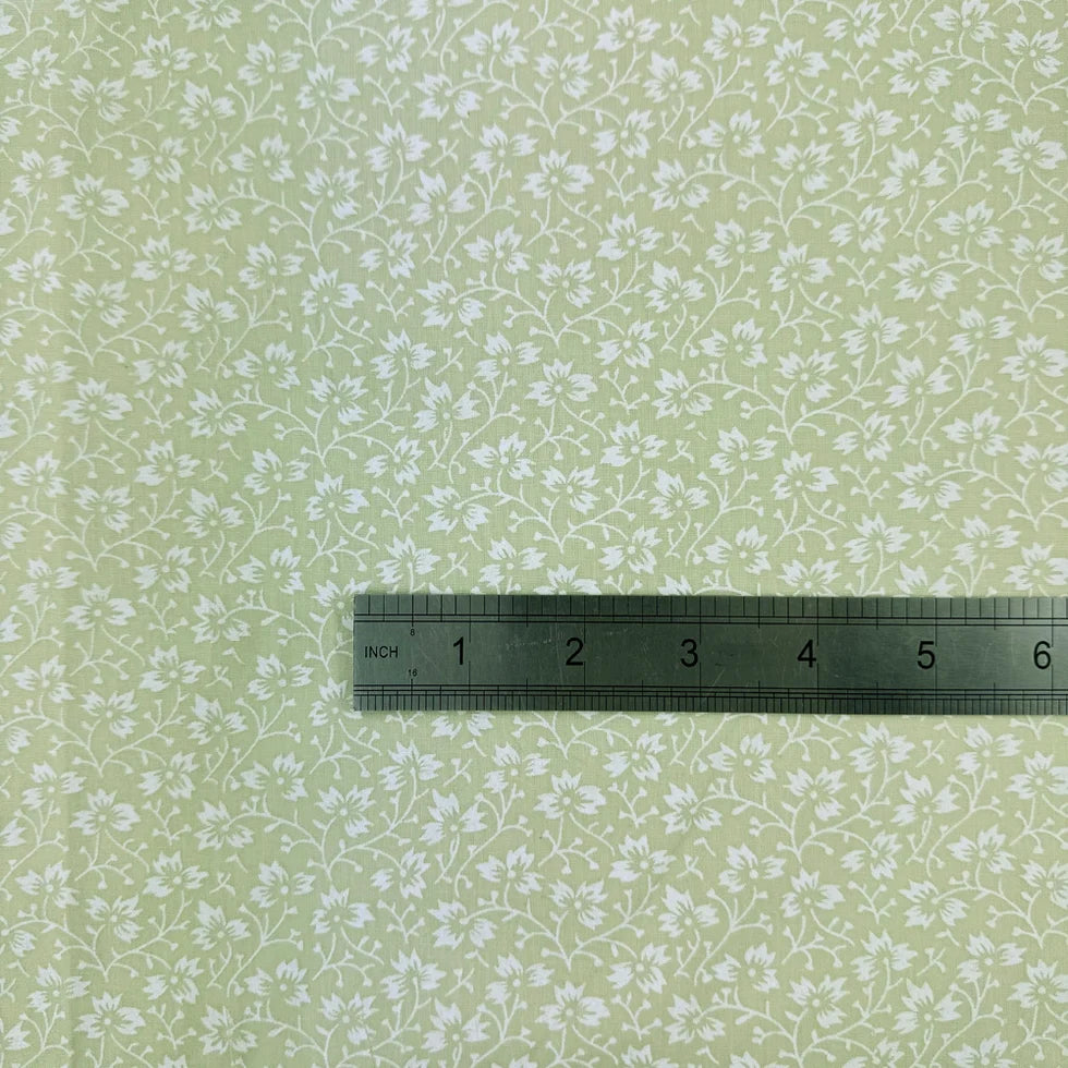 Ditsy Floral Chartreuse Paste Printed Polycotton Dressmaking & Craft Fabric 44" Wide By The Meter