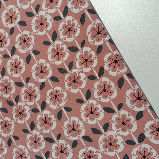 Luxuriöser, eleganter, lebendiger Canvas-Stoff aus 100 % Baumwolle mit Blumenmuster und Tupfen, 147,3 cm breit, perfekt für Kinderprojekte und Bastelarbeiten (rosa Blumenmuster)