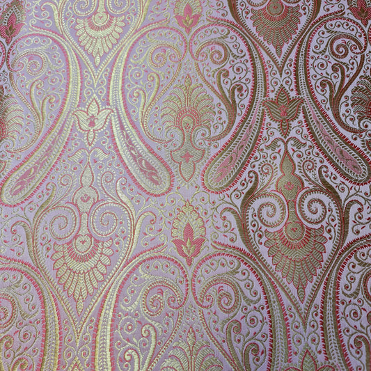 Ornamentaler Paisley Gold Metallic Druck Indischer Banarasi Brokat Stoff Meterware