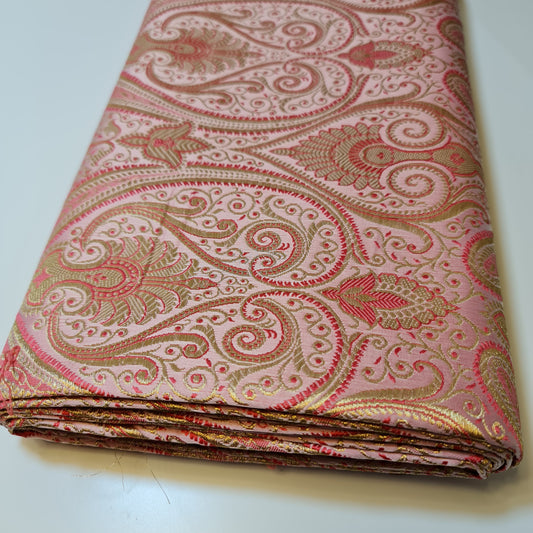 Ornamentaler Paisley Gold Metallic Druck Indischer Banarasi Brokat Stoff Meterware