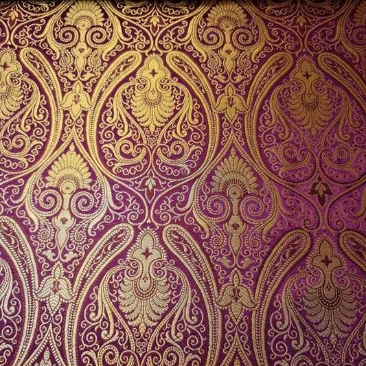 Ornamentaler Paisley Gold Metallic Druck Indischer Banarasi Brokat Stoff Meterware