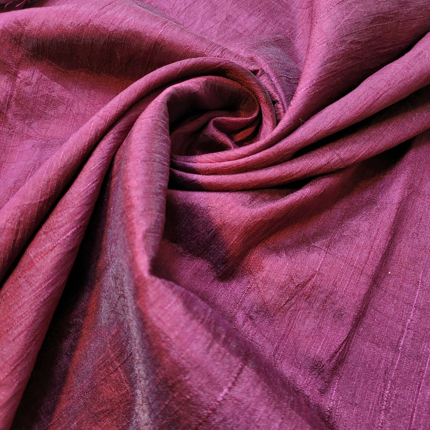 Plum Plain Raw Silk Faux Dupion 100% Polyester Upholstery Fabric Bridal Material 44" By Meter