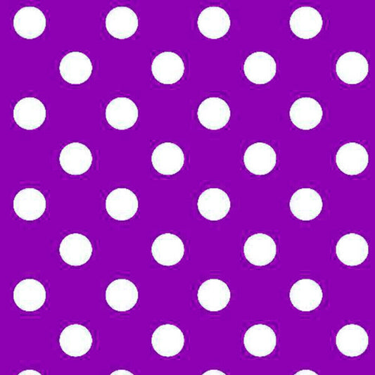 Purple Polka Polka Dot PVC Vinyl Tablecloth Fabric – 58" Wide, Waterproof, Easy-Clean Party / Event Material By The Meter