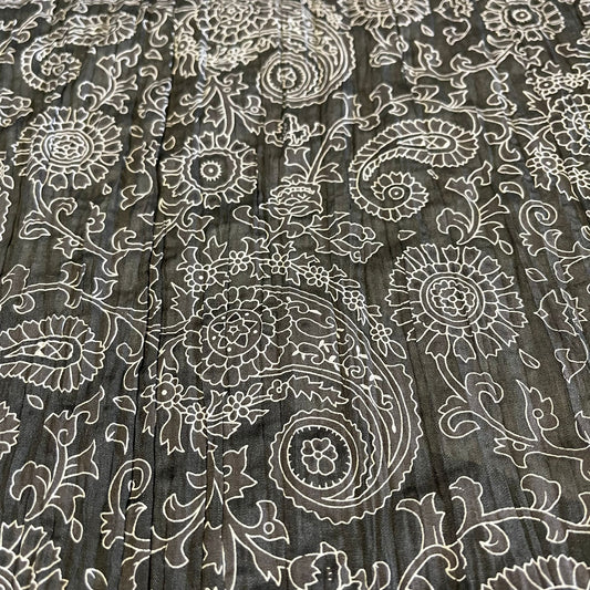 Black Paisley 100% Cotton Crush Fabric Crinkle Craft Dress Costume Material 50 " By The Meter