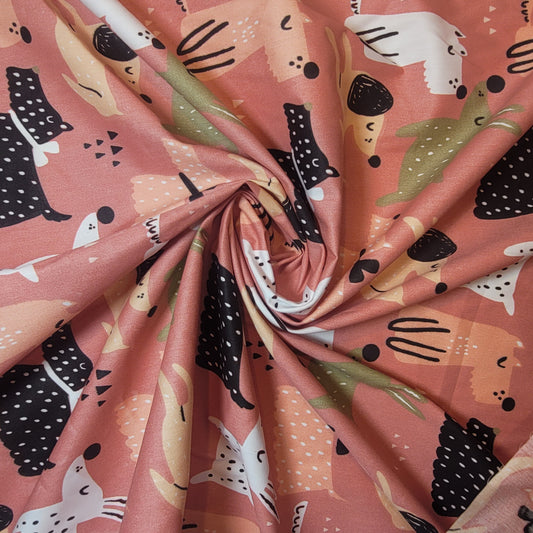 Peach Dogs Stoff, 100 % Bio-Baumwolle, zum Basteln, für Kleider, Quilten, 111,8 cm, Meterware