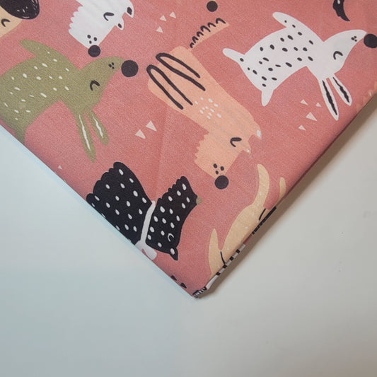 Peach Dogs Stoff, 100 % Bio-Baumwolle, zum Basteln, für Kleider, Quilten, 111,8 cm, Meterware