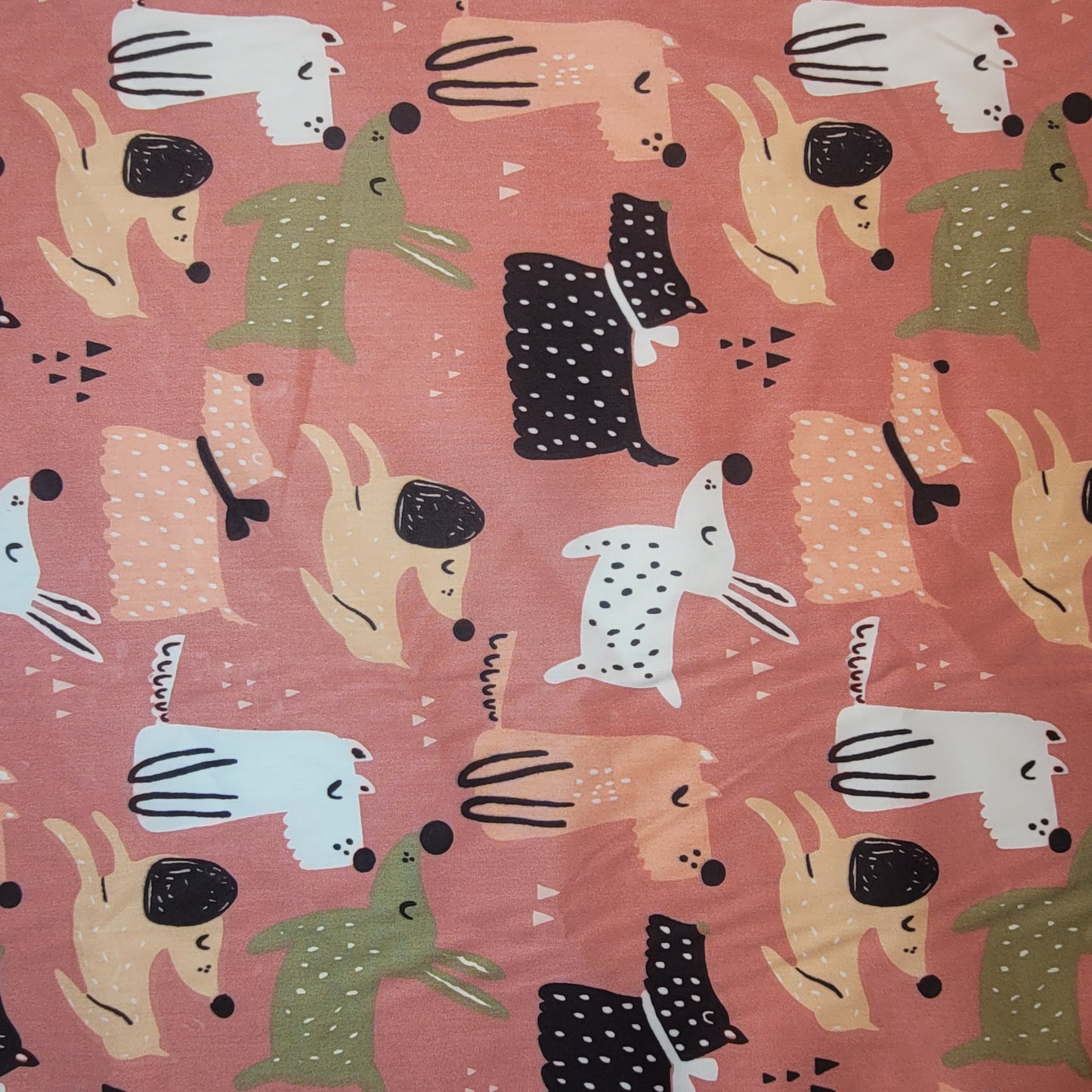 Peach Dogs 100% Cotton Organic Craft Dress Quilting Fabric 44" By The Meter