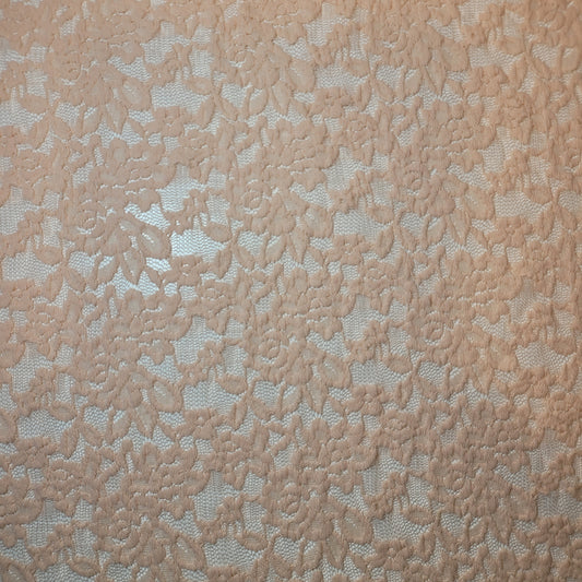 Pfirsichfarbener Spitzenstoff mit Blumenmuster für Brautkleider, Polyester-Netz- und Elastan-Mischgewebe, 147,3 cm Meterware (Kopie)