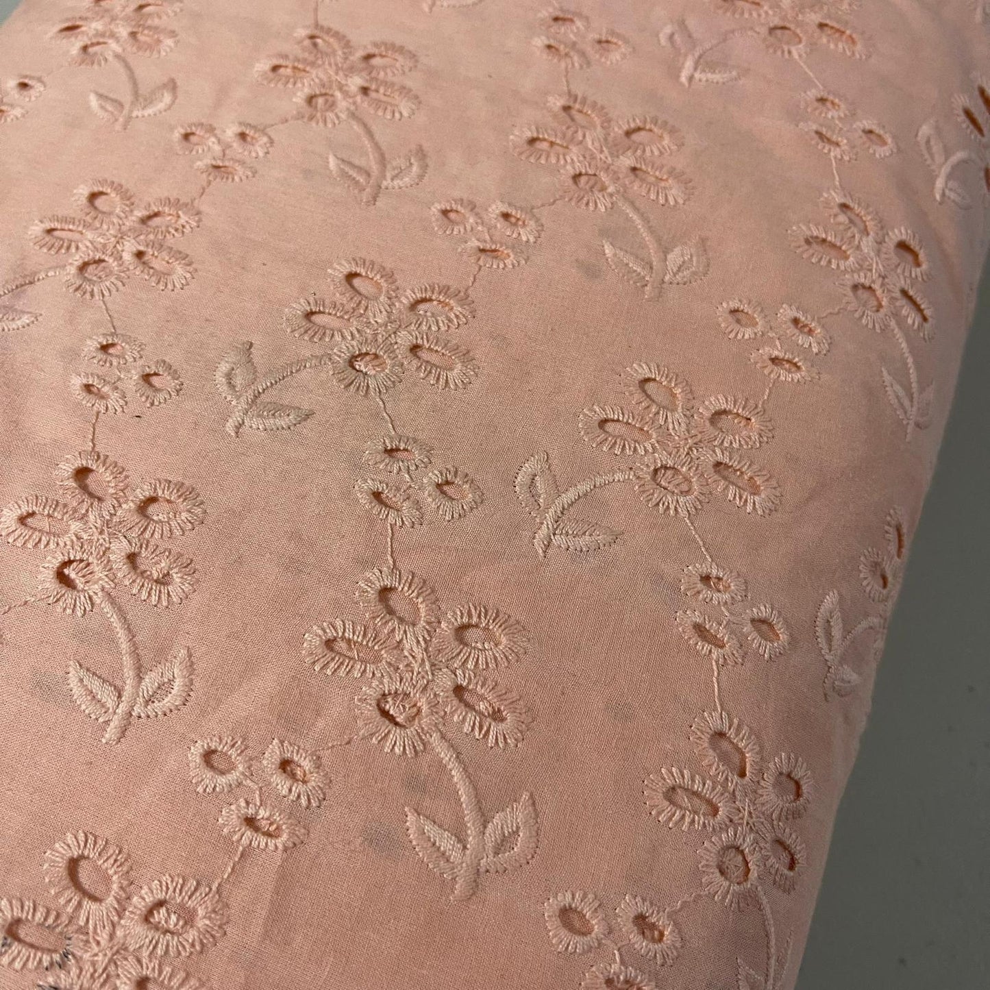 Peach Cotton Broderie Anglaise Eyelet Fabric Dress Craft Costume Material 44" By The Meter