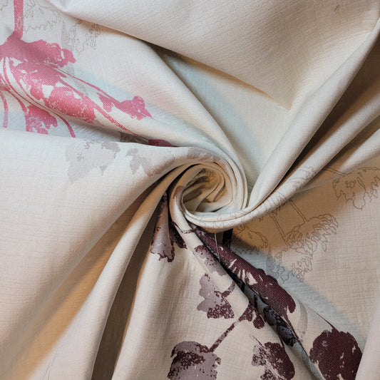 Pink Forest Tree Linen Look Fabric Curtain Soft Furnishing Material 58" By The Meter